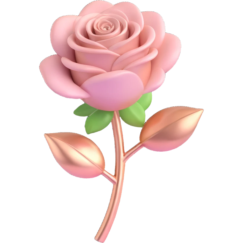 rose gold object, metallic, soft pink, minimal background emoji