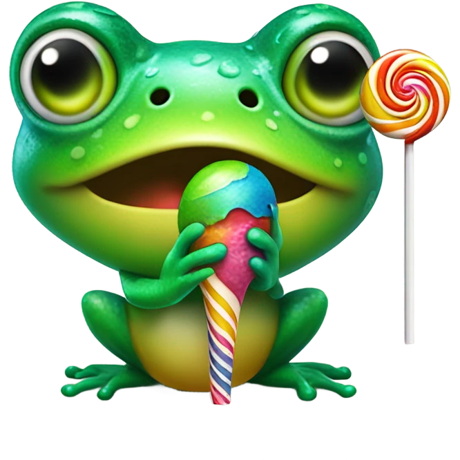 Frog eating a lollipop emoji