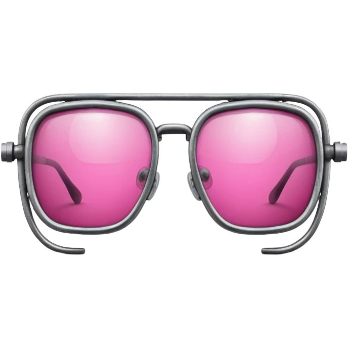 retro style welding glasses with pink lenses, vintage safety eyewear emoji