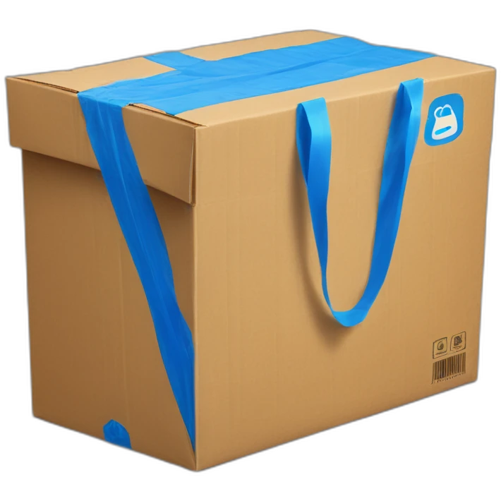 carton box with blue plastic bag emoji