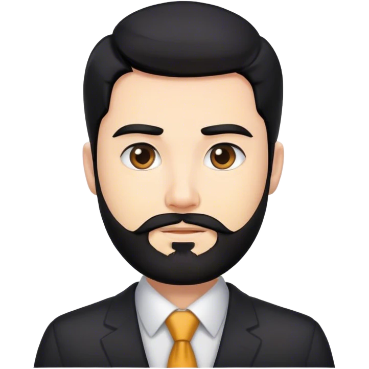black hair beard white skin business man  emoji