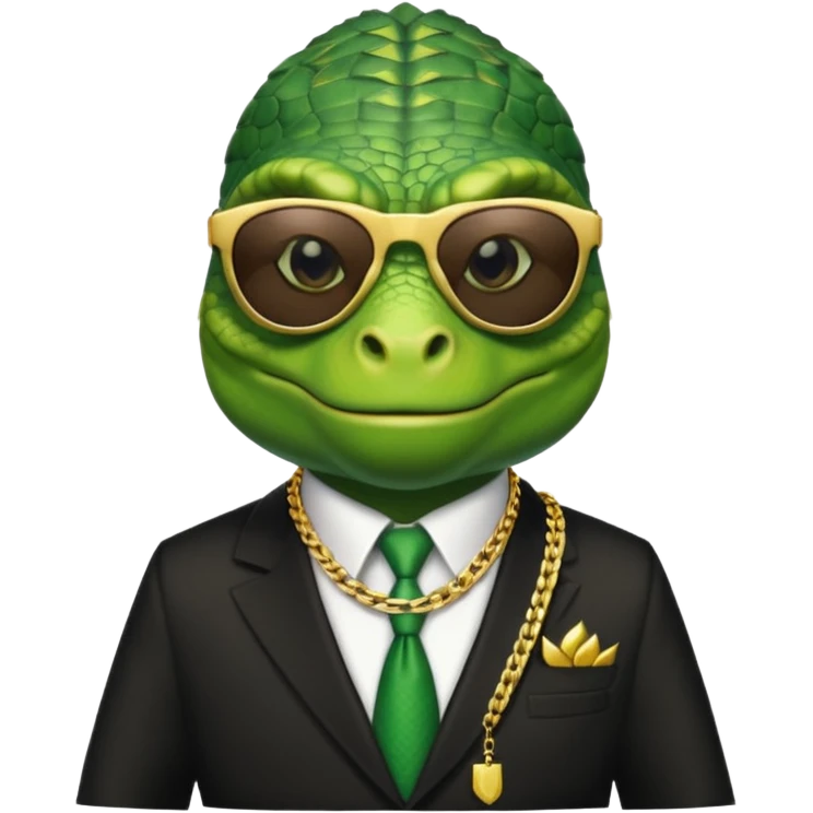 capitalist iguana banker godfather with black sunglasses emoji
