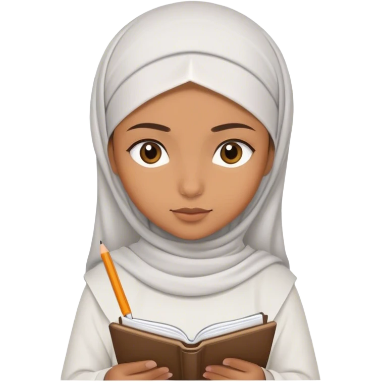 muslim girl writing in notebook emoji