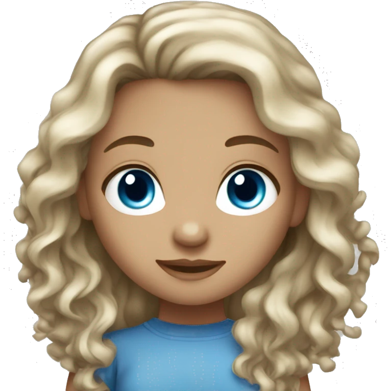 girl with long curly dark brown hair blue eyes light skin emoji