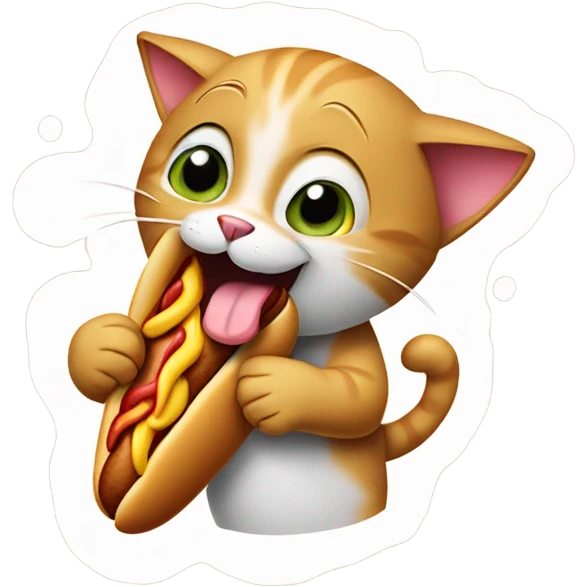 Cat holding hotdog emoji
