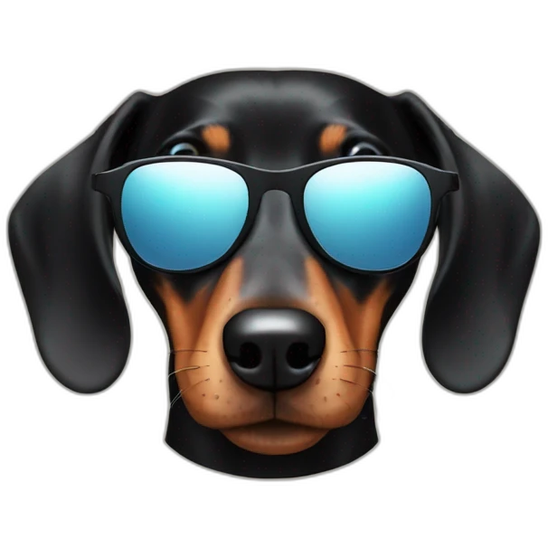 black dachshund in sunglasses head shot emoji