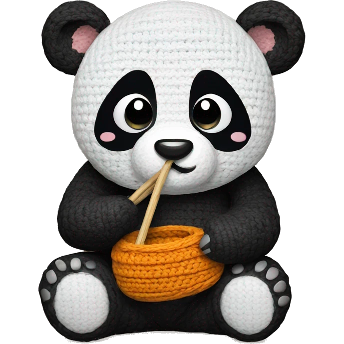 panda crocheting emoji