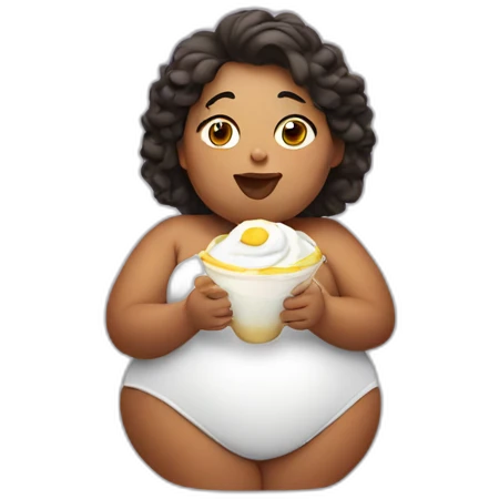 fat chick eating yogurt emoji