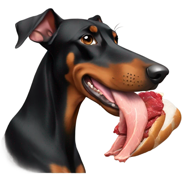 Doberman eating turkey emoji