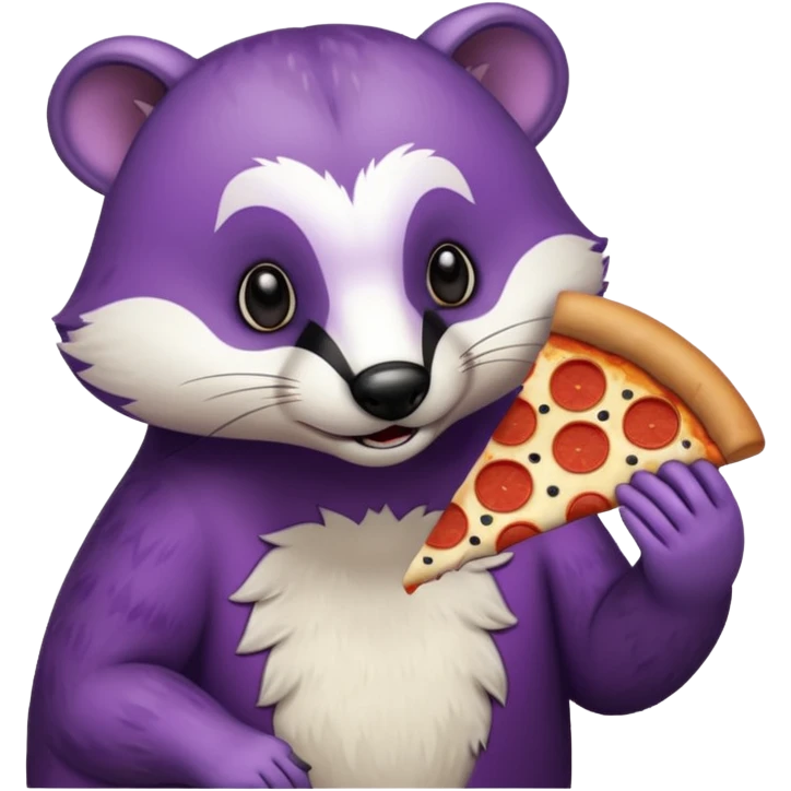 badger eating pizza purple and white emoji