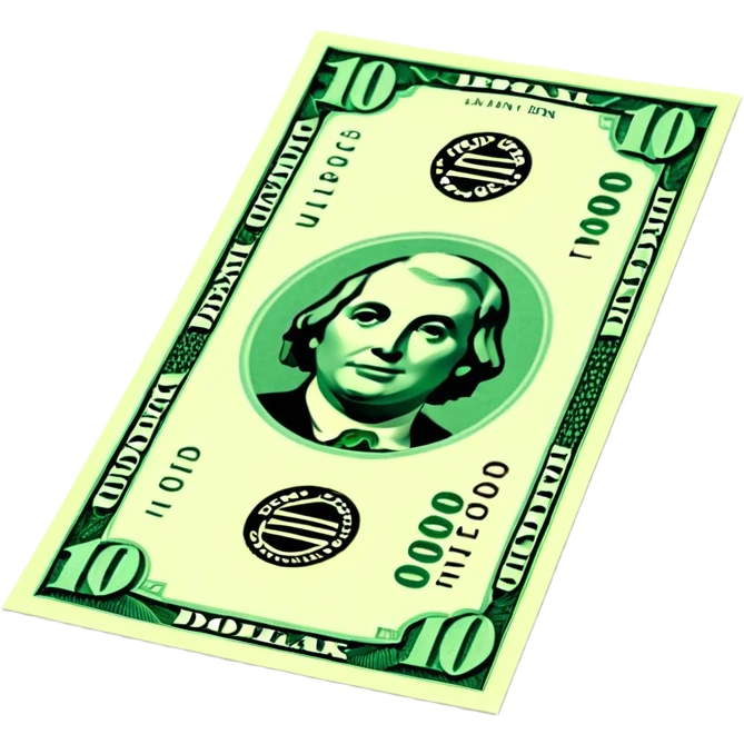 3D realistic US 100 dollar bill sticker, slight perspective, centered, clean cutout, transparent background, no text, no watermark emoji