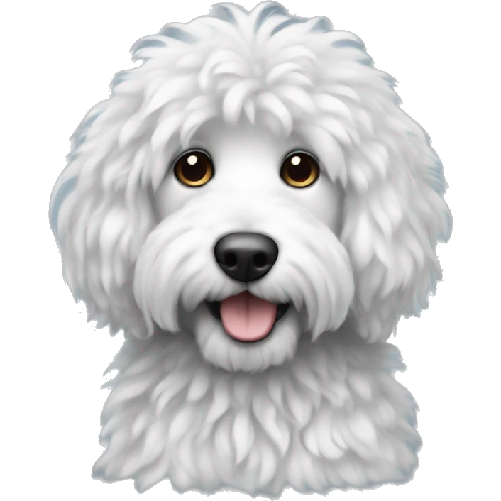Black and white fluffy doodle dog emoji