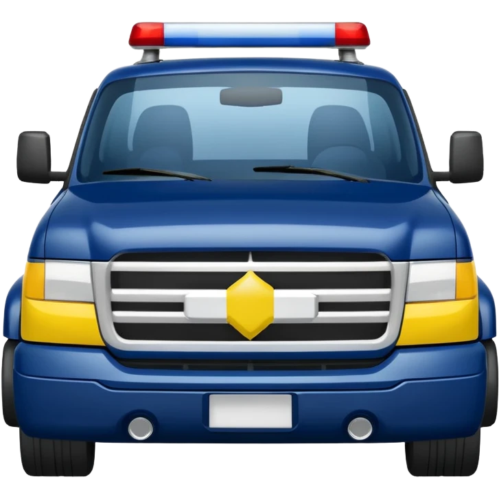 Police Pickup Truck with Body Color Is Navy, White And Lemon Yellow With number Is 02 With emoji