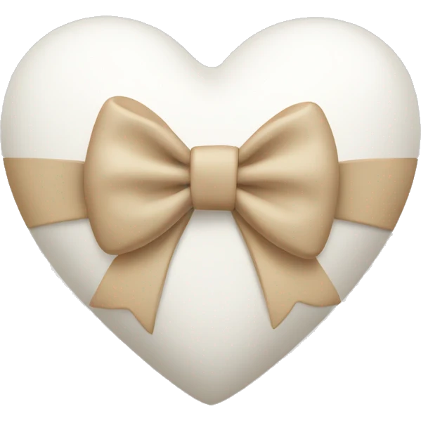 white heart with beige bow emoji