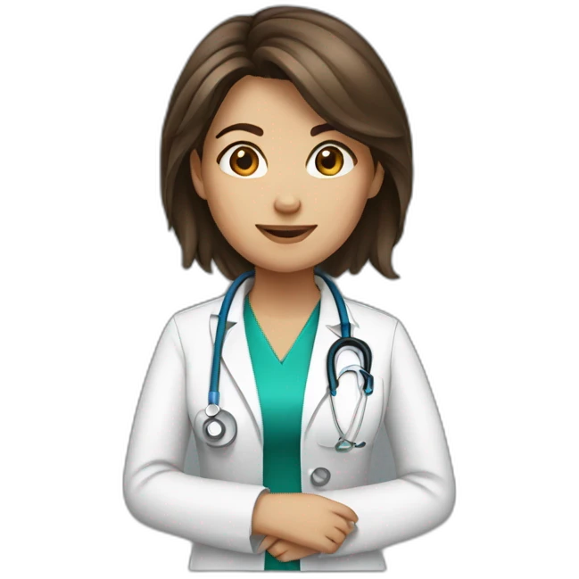 brown hair  female doctor emoji