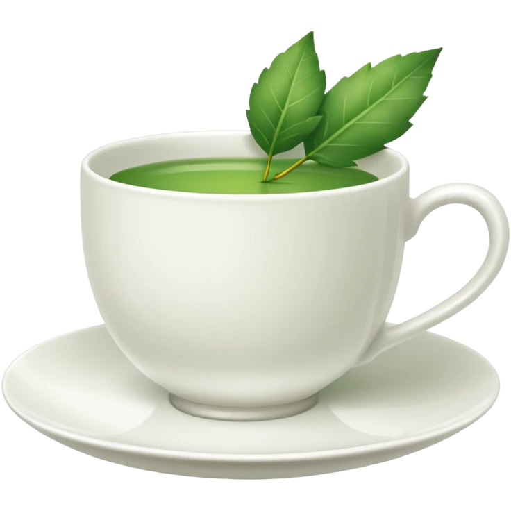 White tea cup with leaf on the plate emoji
