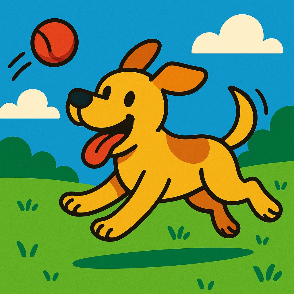 happy dog running after ball emoji
