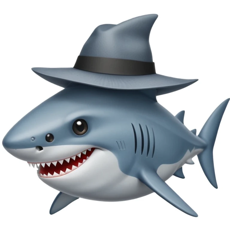 Requin avec un chapeau emoji