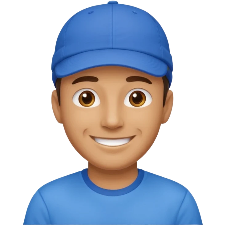 blue tennis hat and blue tshirt man emoji