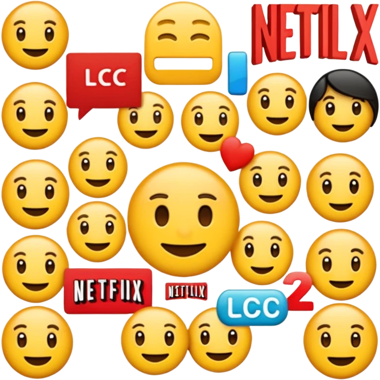 Create a fun Netflix emoji with the letters "LCC" integrated prominently in the logo emoji