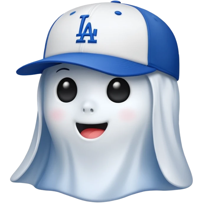 Cute Halloween ghost wearing a Los Angeles dodgers cap emoji