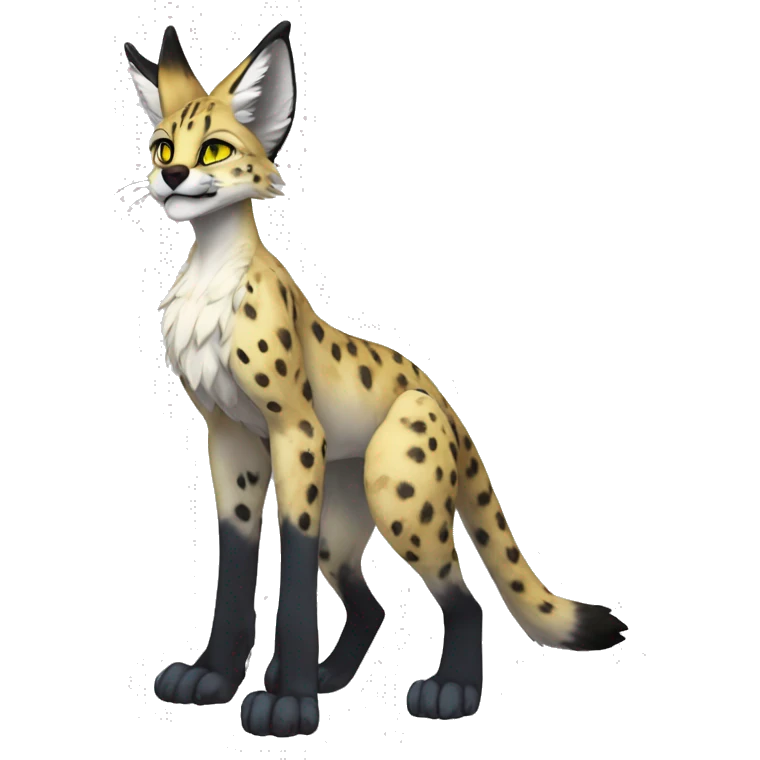 Anthro Epic Beautiful Handsome Pretty Colorful Sergal-Serval-Vernid full body emoji