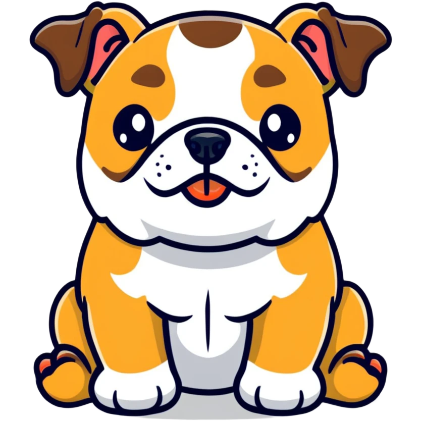 super cute bulldog sitting, front facing emoji