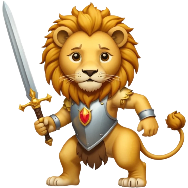 Please create a lion holding a sword with a sun behind the lion? emoji