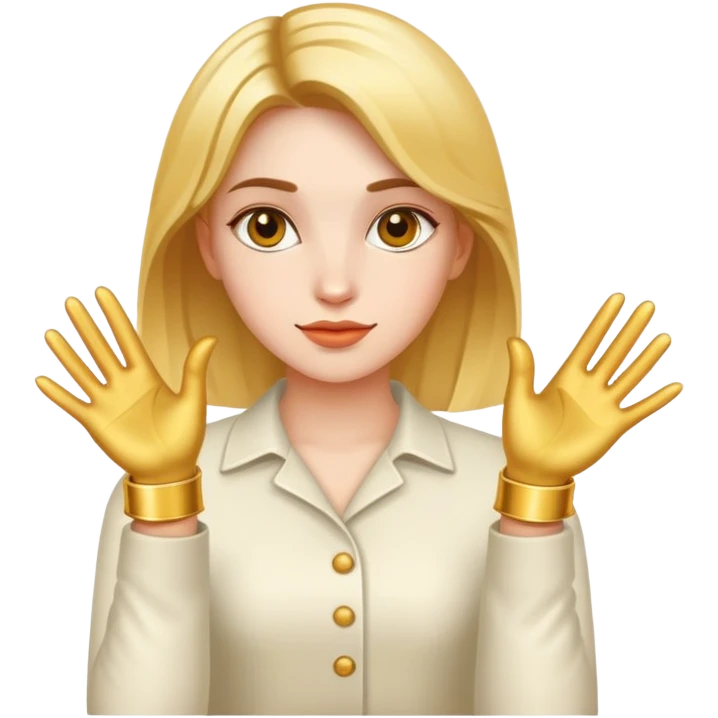 girl designer with golden hands emoji