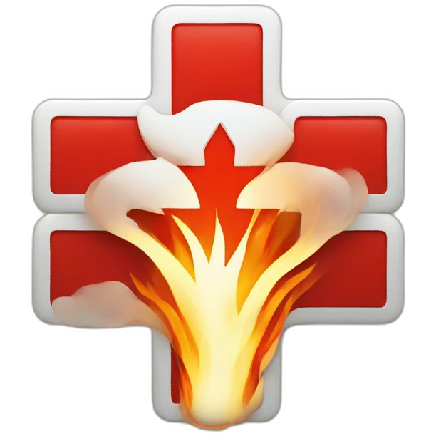 Red cross with fire emoji