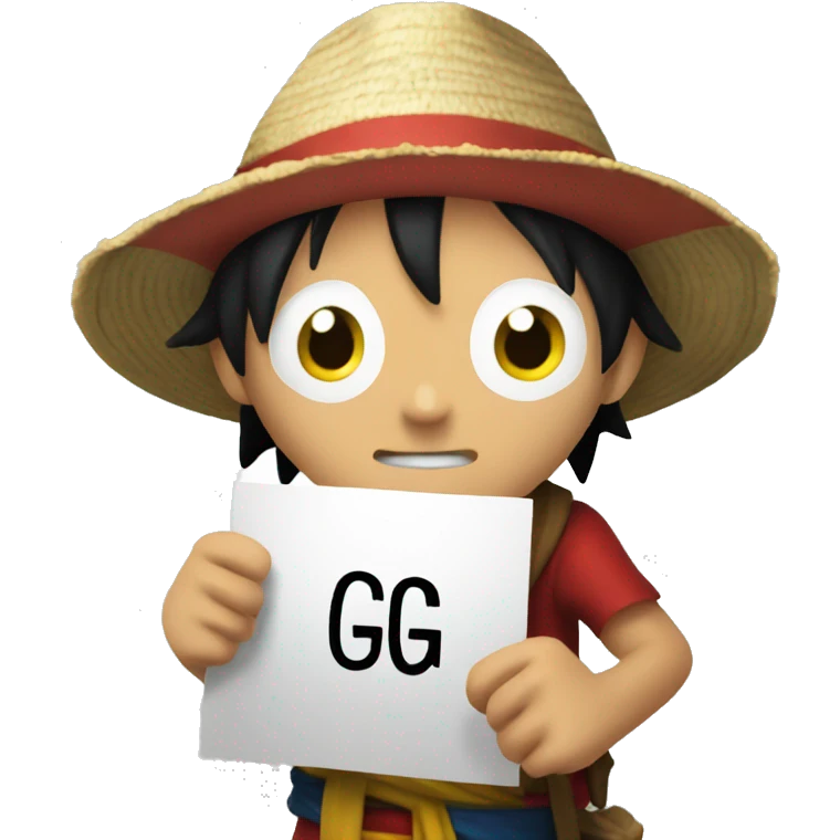 luffy holding a sign where he wrote GG emoji