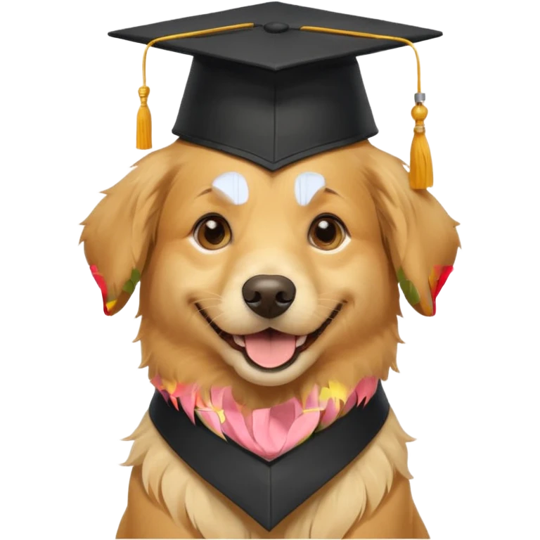 happy dog wearing a graduation cap emoji