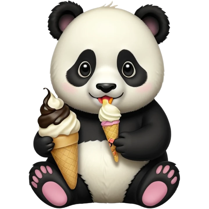 Panda eating ice cream emoji