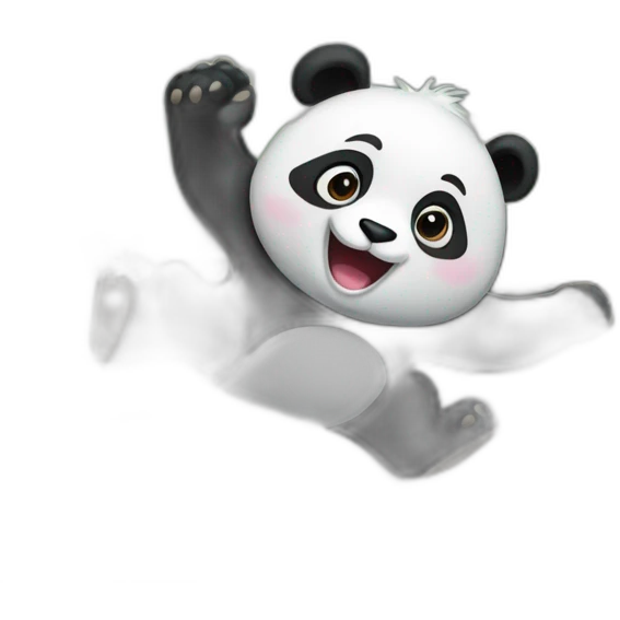 Panda jumping in front of a train emoji