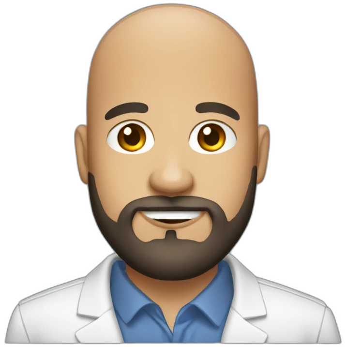 Bald product manager with beard no glasses emoji