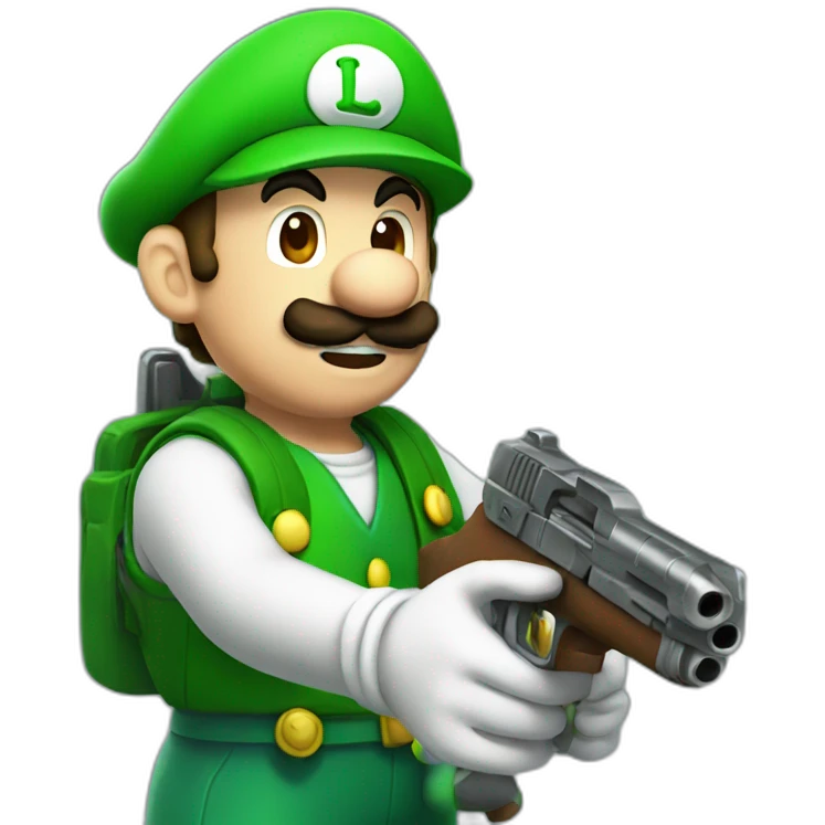 luigi with a gun emoji