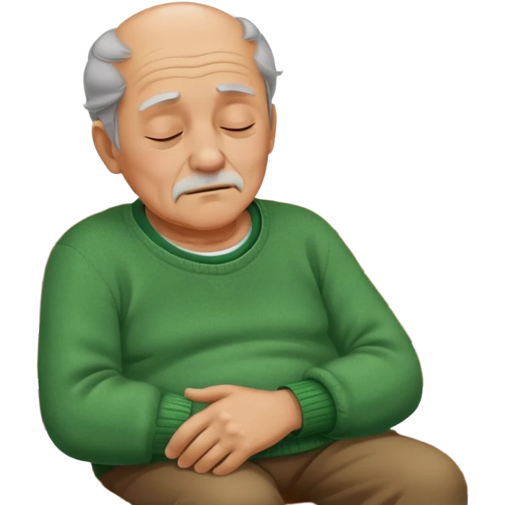 Old Man sleeping on bench in green sweater emoji
