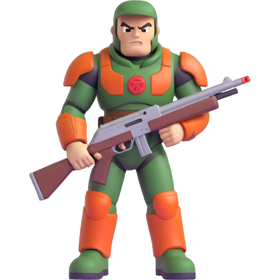 doom guy, holding a shotgun, intense expression, classic video game style emoji