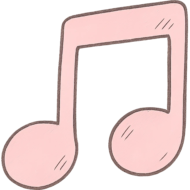 Japanese hand-drawn style, pink theme, soft and cute music icon, transparent background, for mobile home screen emoji