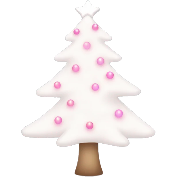 Cute white Christmas tree with light pink shining Christmas lights  emoji