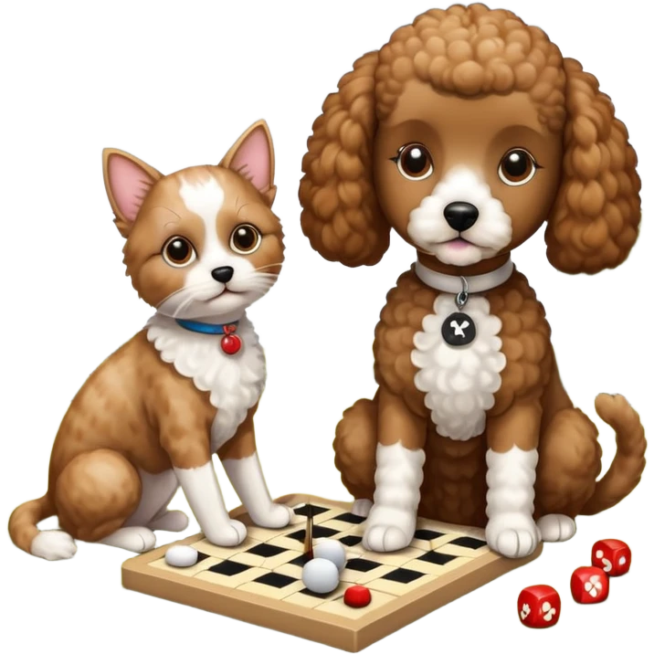Cat playing tic-tac-toe with a poodle emoji