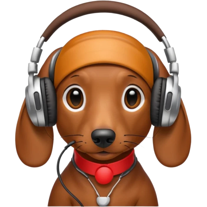 Dachshund using headphones emoji