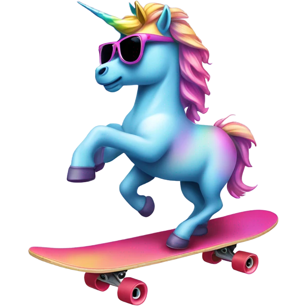Unicorn on a skateboard emoji