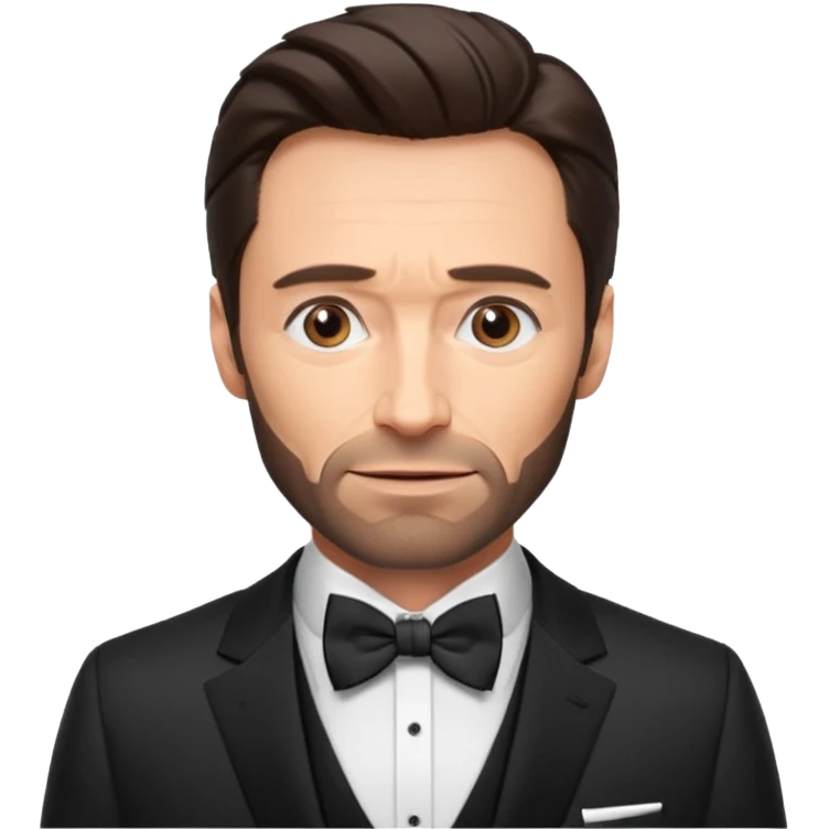 Hugh Jackman with suit with bow tie emoji
