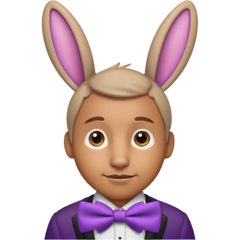 Rabbit ears and purple bowtie wearring man emoji