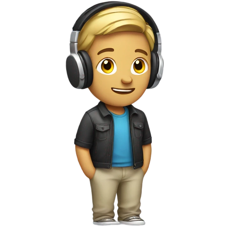 casual male with headphones indoors emoji