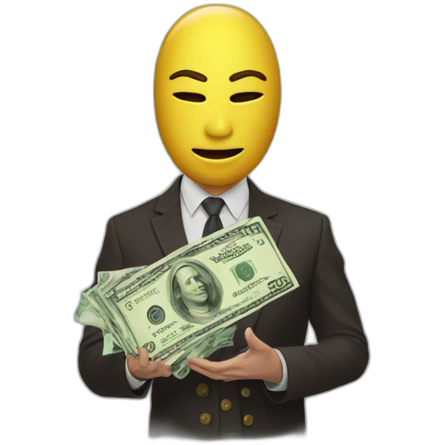 Elon mask grabbing money emoji