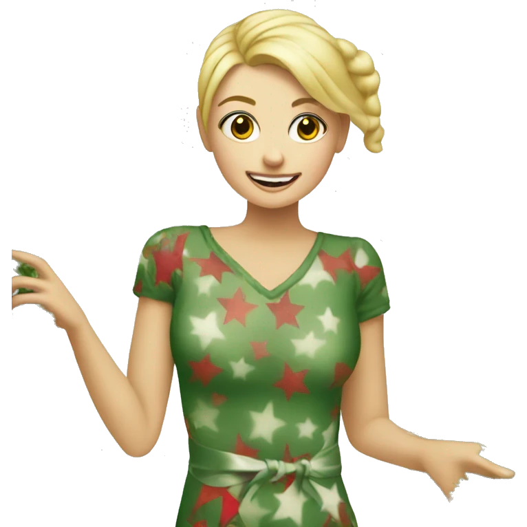 Blonde decorating a Christmas tree ￼ emoji