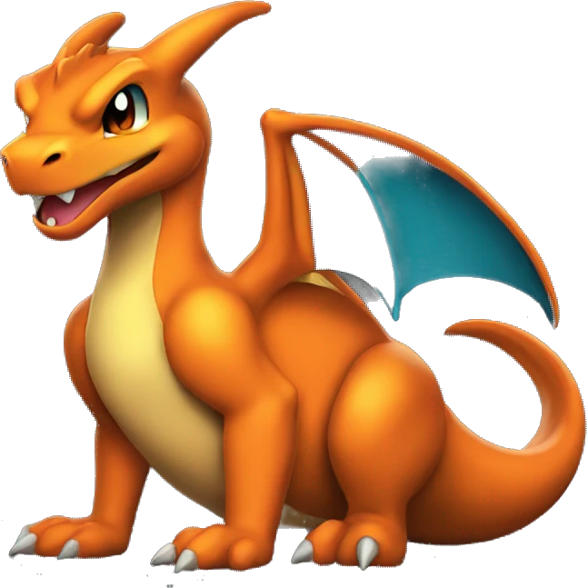 charizard relaxing on black background emoji