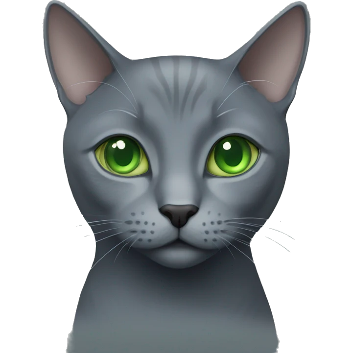 Russian blue cat with green eyes emoji